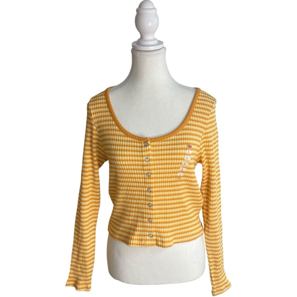 Levi’s Britt Snap Front Sweater Top Orange